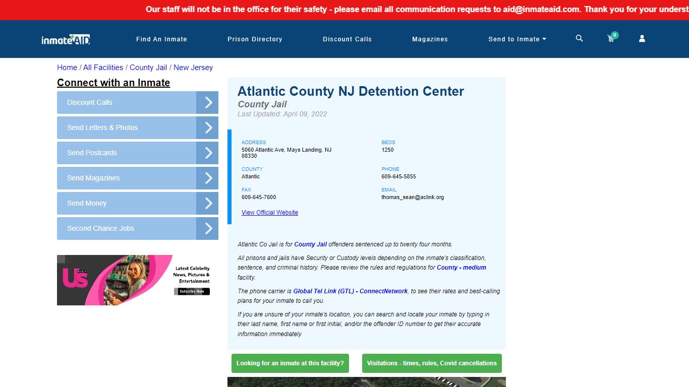 Atlantic County NJ Detention Center - Inmate Locator ...